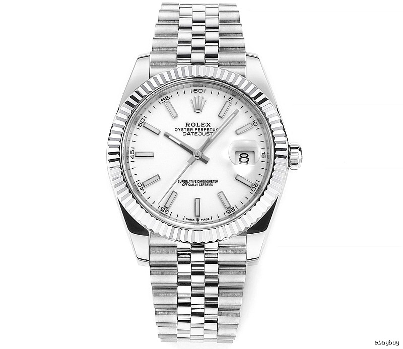 White Baton Dial Datejust Automatic Watch - Rolex Layering Edit