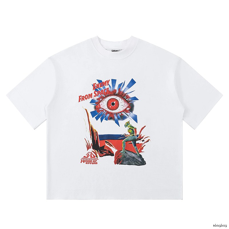 White T-shirt with House of Errors print in sci-fi style