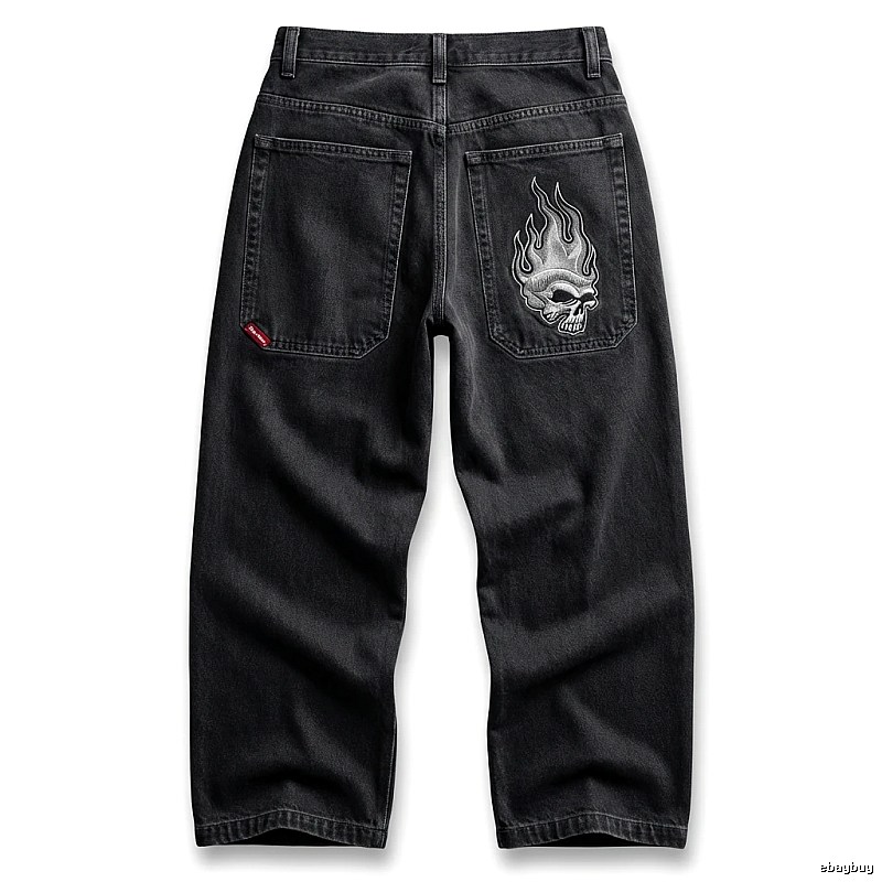 Y2K Fear of God Flame Black Denim Shorts