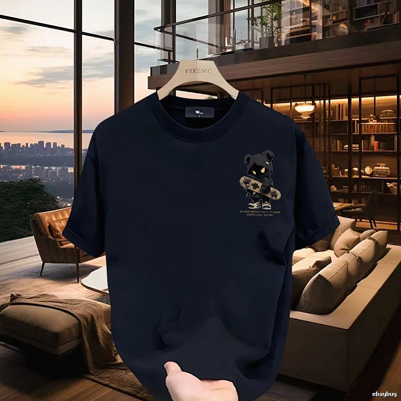 YZEEMC Skate Bear Street Style Navy T-Shirt
